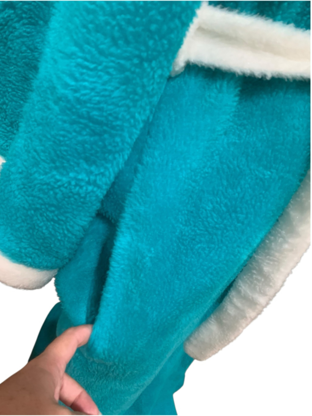 Vtg Women's Lara Dee house Robe Teal White Cozy Plush Bathrobe size L - Picture 3 of 8
